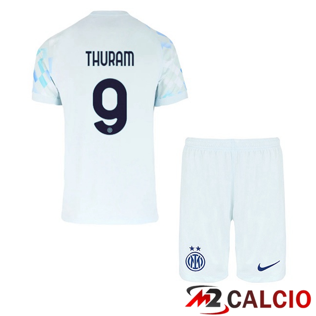 Maglie Calcio Inter Milan (THURAM 9) Bambino Seconda Bianco Blu 2025/2026