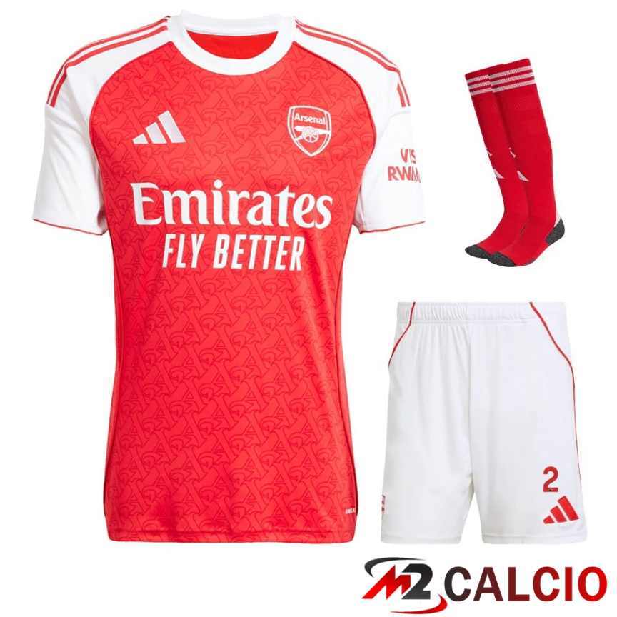Insieme Maglie Calcio Arsenal Prima (Pantaloncini + Calzini) 2025 2026