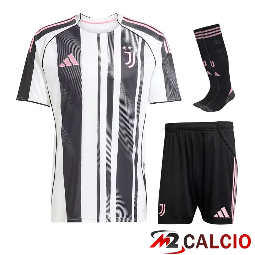 Insieme Maglie Calcio Juventus Prima (Pantaloncini + Calzini) 2025 2026