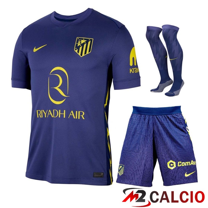 Insieme Maglie Calcio Atletico Madrid Seconda (Pantaloncini + Calzini) 2025 2026