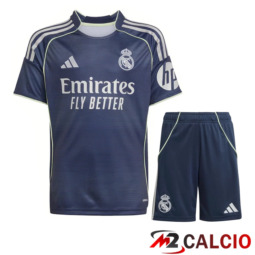 Insieme Maglie Calcio Real Madrid Seconda + Pantaloncini 2025 2026