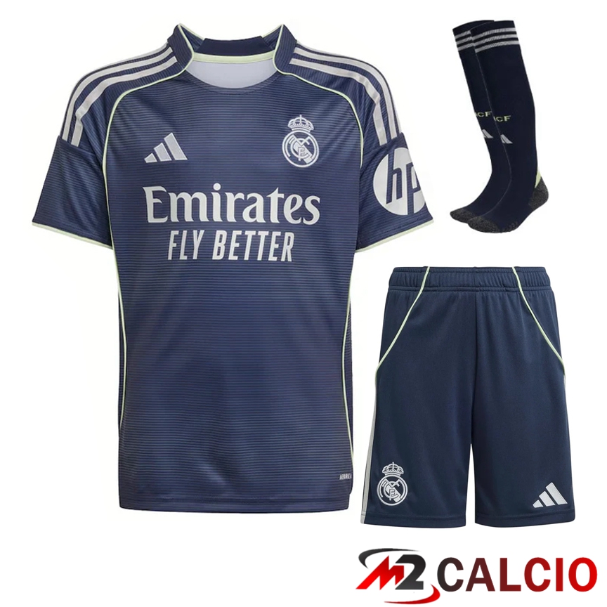 Insieme Maglie Calcio Real Madrid Seconda (Pantaloncini + Calzini) 2025 2026