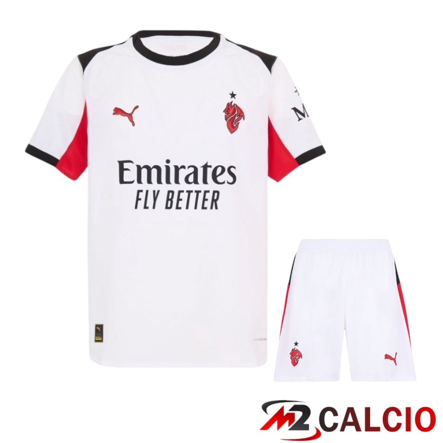 Insieme Maglie Calcio AC Milan Seconda + Pantaloncini 2025 2026