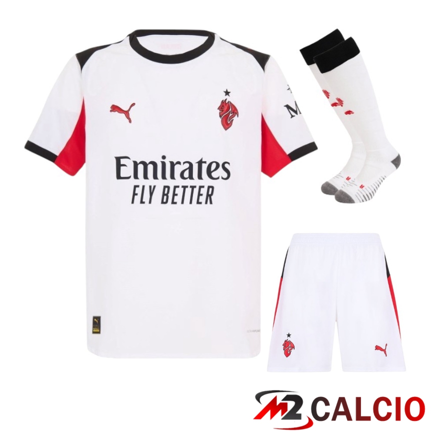 Insieme Maglie Calcio AC Milan Seconda (Pantaloncini + Calzini) 2025 2026