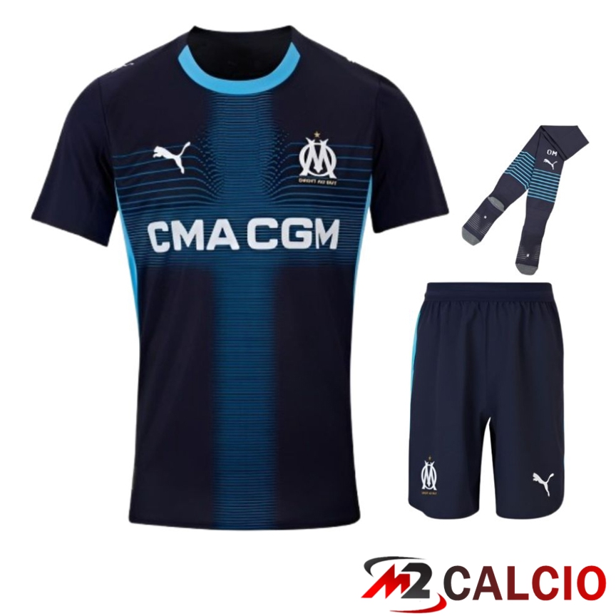 Insieme Maglie Calcio Marsiglia OM Seconda (Pantaloncini + Calzini) 2025 2026