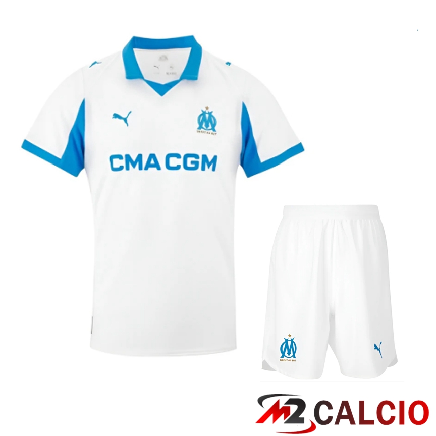 Insieme Maglie Calcio Marsiglia OM Prima + Pantaloncini 2025 2026