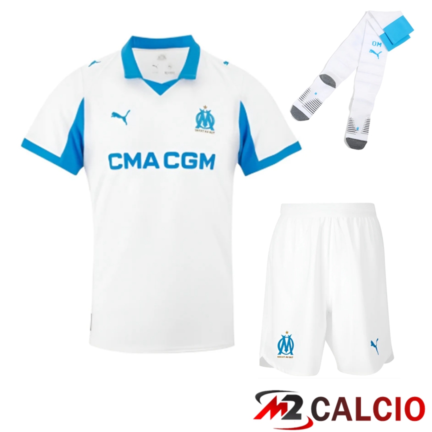 Insieme Maglie Calcio Marsiglia OM Prima (Pantaloncini + Calzini) 2025 2026