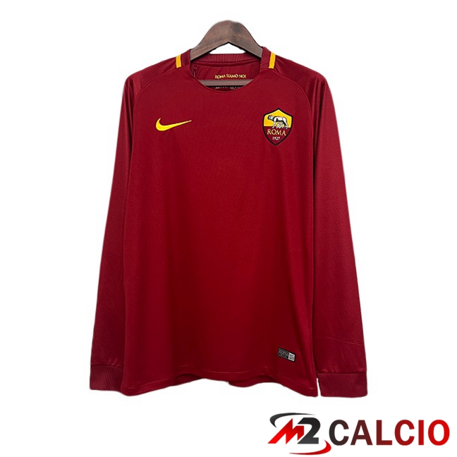 Maglie Calcio AS Roma Retro Prima Manica Lunga Rosso 2017-2018