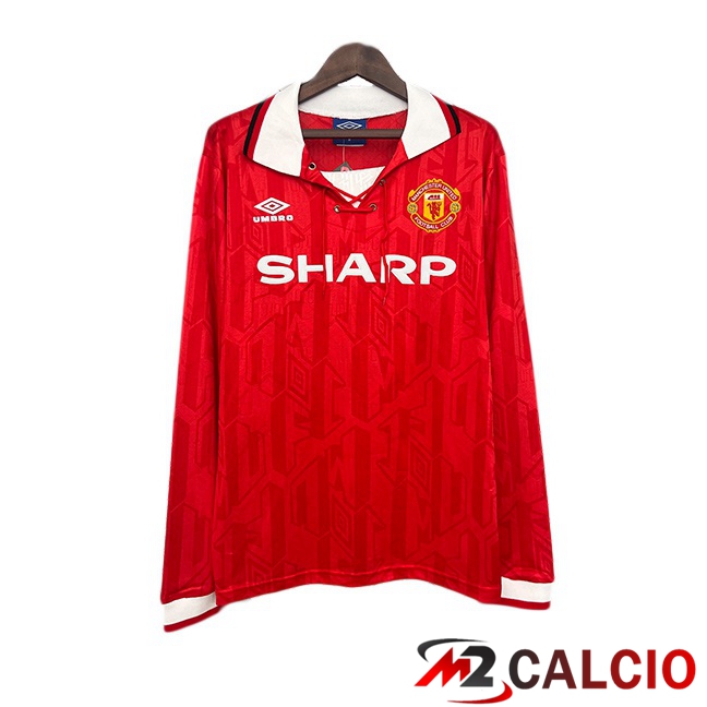 Maglie Calcio Manchester United Retro Prima Manica Lunga Rosso 1992-1994