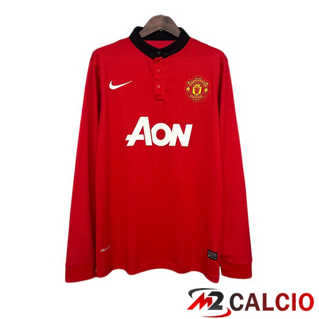Maglie Calcio Manchester United Retro Prima Manica Lunga Rosso 2013-2014