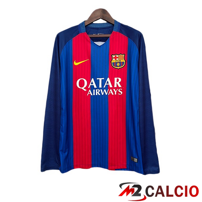 Maglie Calcio FC Barcellona Retro Prima Manica Lunga Rosso Blu 2014-2015