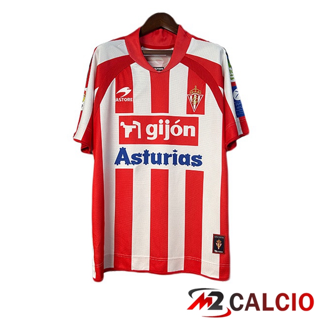 Maglie Calcio Sporting Gijon Retro Prima Bianco Rosso 2008-2009