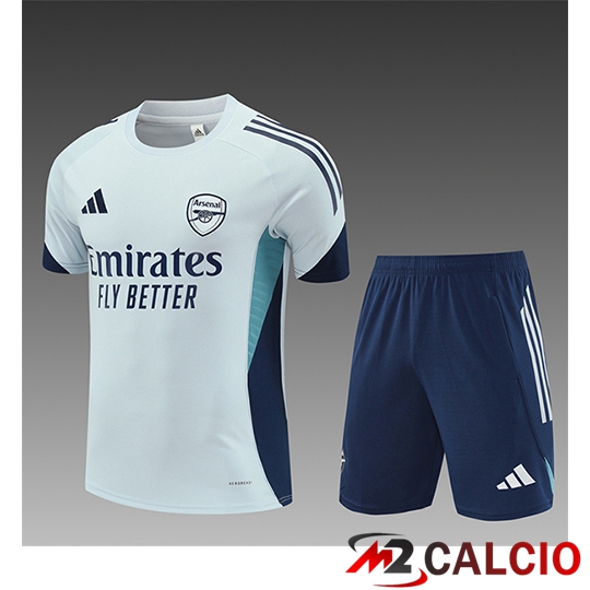 Insieme T Shirt Allenamento Arsenal Bambino Grigio/Blu 2025/2026