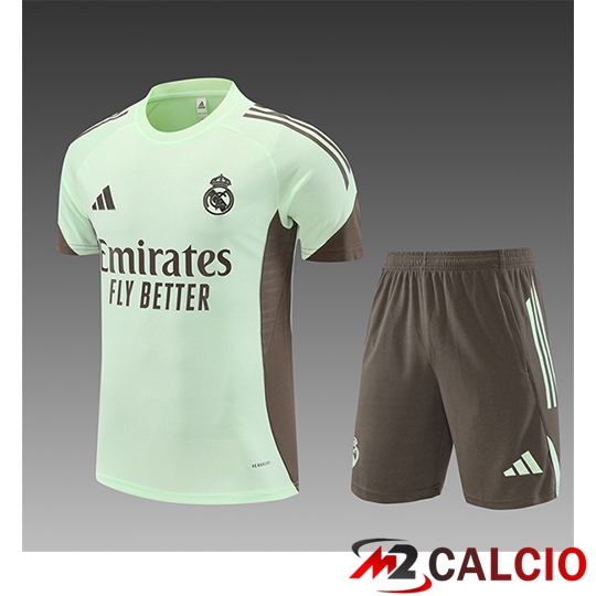 Insieme T Shirt Allenamento Real Madrid Bambino Verde/Brun 2025/2026  Insieme T Shirt Allenamento Real Madrid Bambino Verde/Brun 2025/2026