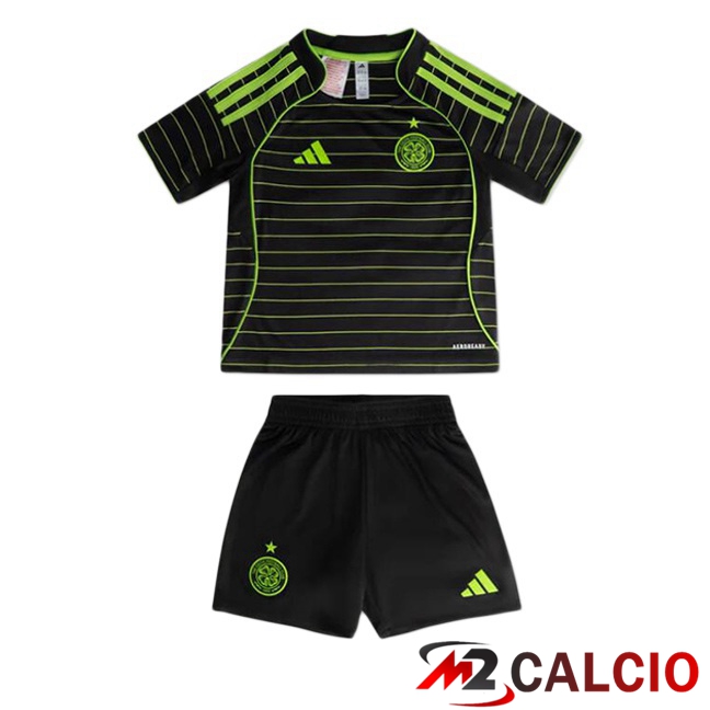 Maglie Calcio Celtic FC Bambino Seconda Nero Verde 2025/2026