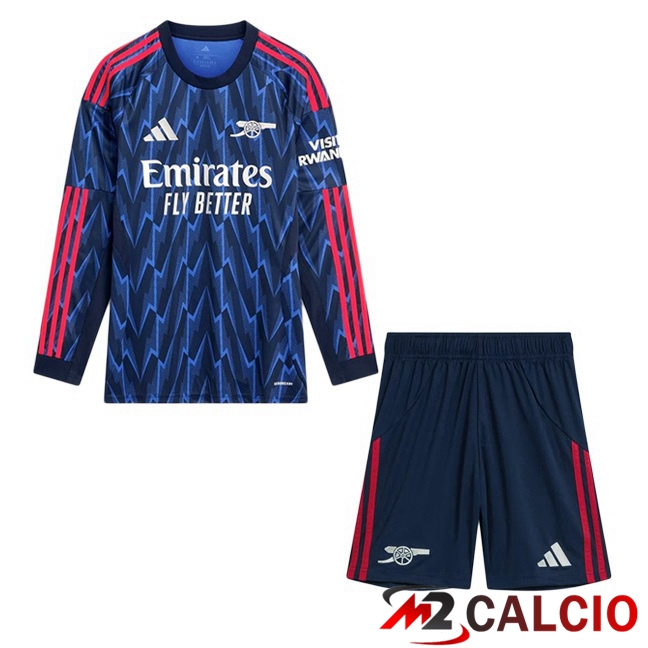 Maglie Calcio Arsenal Bambino Seconda Manica Lunga Blu Reale 2025/2026