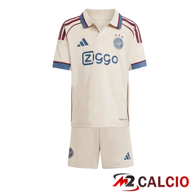 Maglie Calcio AFC Ajax Bambino Terza Giallo 2025/2026