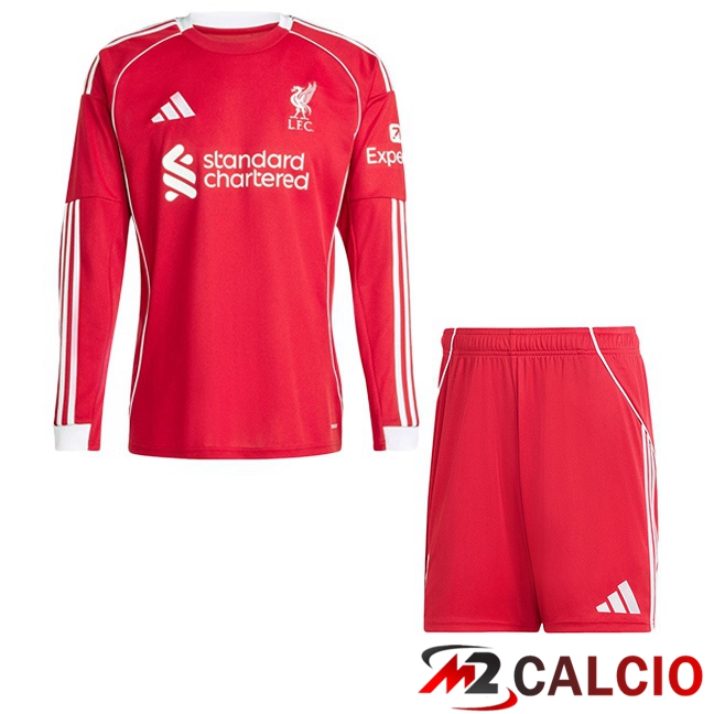 Maglie Calcio FC Liverpool Bambino Prima Manica Lunga Rosso 2025/2026