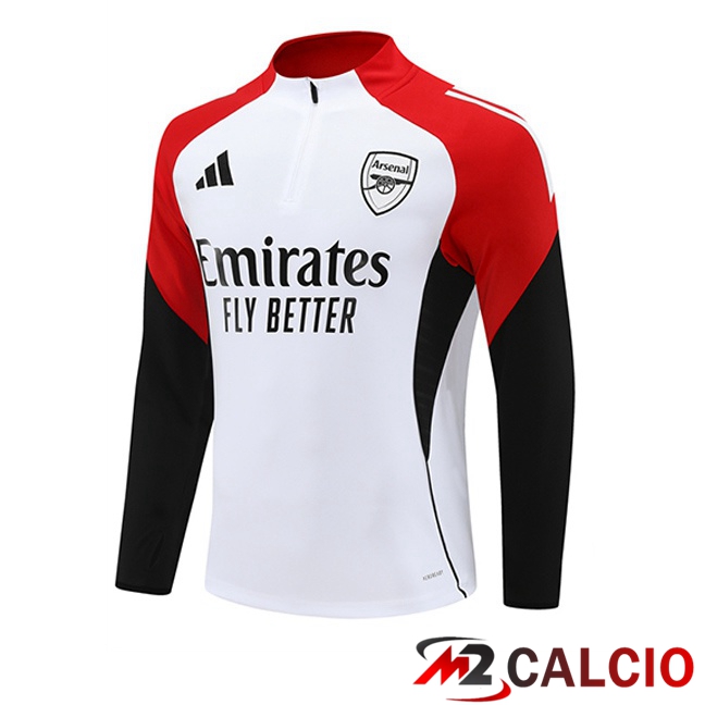 Felpa Allenamento Arsenal Bianco Nero Rosso 2025/2026