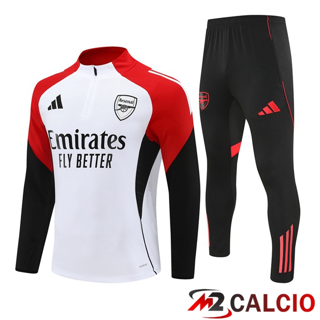 Insieme Tuta Calcio Arsenal Bianco Nero Rosso 2025/2026