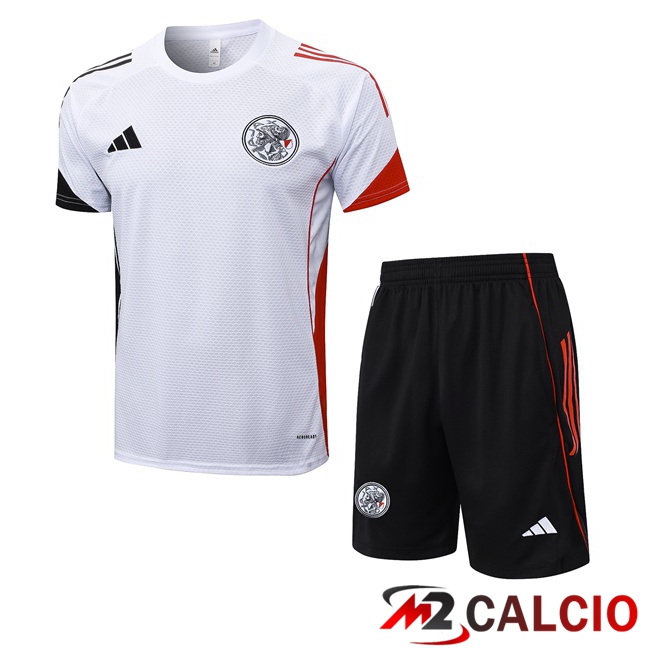 Insieme T Shirt Allenamento AFC Ajax + Pantaloncini Bianco 2025/2026