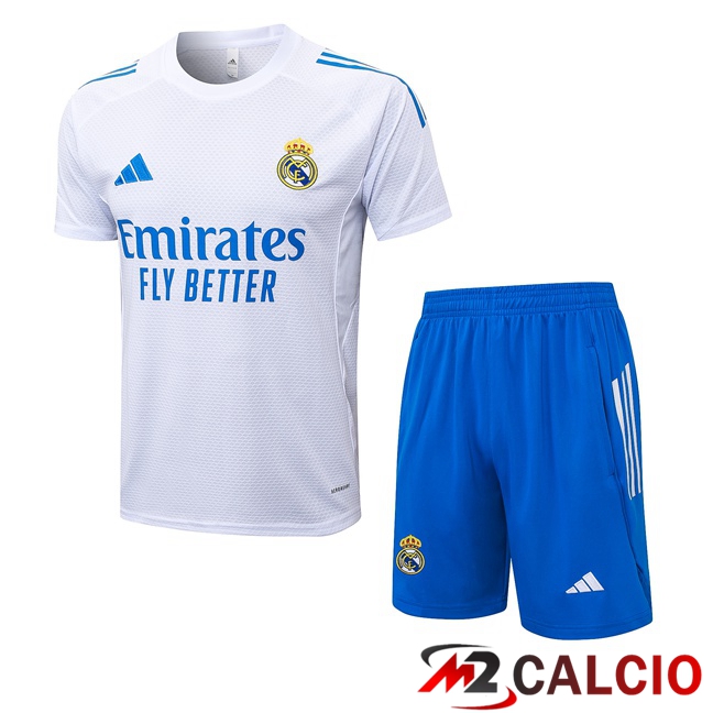 Insieme T Shirt Allenamento Real Madrid + Pantaloncini Bianco 2025/2026