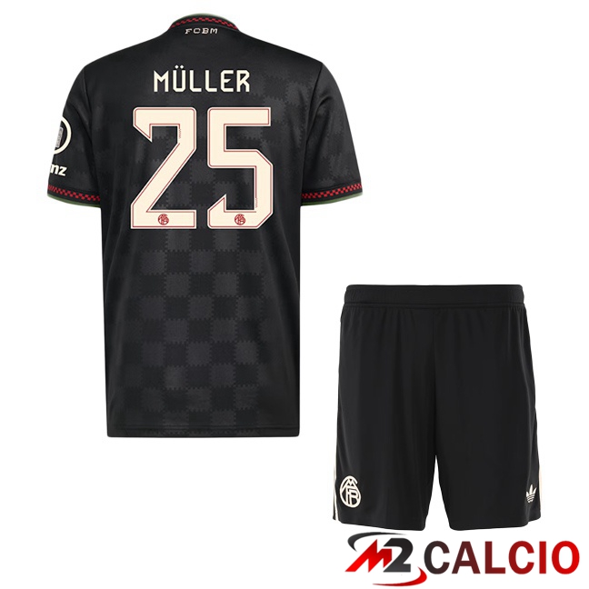 Maglie Calcio Bayern Monaco (Müller 25) Bambino Terza Nero 2025/2026