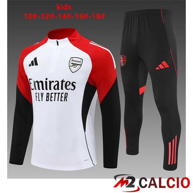 Insieme Tuta Calcio Arsenal Bambino Bianco Nero Rosso 2025/2026