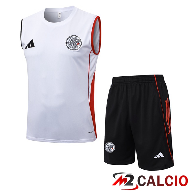 Canotta Allenamento AFC Ajax + Pantaloncini Bianco 2025/2026