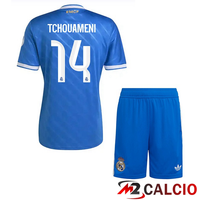 Maglie Calcio Real Madrid (Tchouameni 14) Bambino Terza Blu 2025/2026