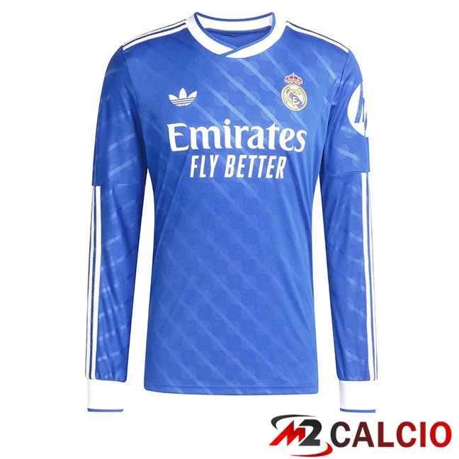 Maglie Calcio Real Madrid Terza Manica Lunga Blu 2025/2026