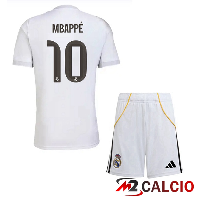 Maglie Calcio Real Madrid (Mbappé 10) Bambino Prima Bianco 2025/2026