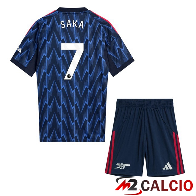 Maglie Calcio Arsenal (SAKA 7) Bambino Seconda Blu Reale 2025/2026