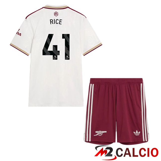 Maglie Calcio Arsenal (RICE 41) Bambino Terza Bianco 2025/2026
