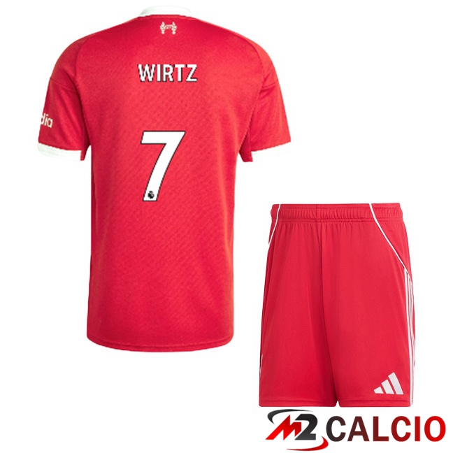 Maglie Calcio FC Liverpool (WIRTZ 7) Bambino Prima Rosso 2025/2026  Maglie Calcio FC Liverpool (WIRTZ 7) Bambino Prima Rosso 2025/2026