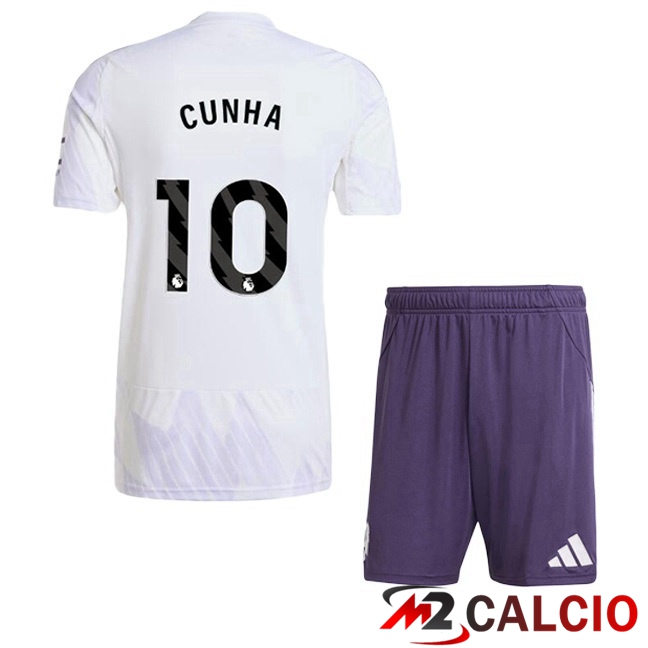 Maglie Calcio Manchester United (CUNHA 10) Bambino Seconda Bianco 2025/2026