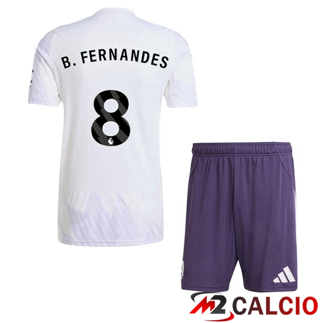 Maglie Calcio Manchester United (B. FERNANDES 8) Bambino Seconda Bianco 2025/2026
