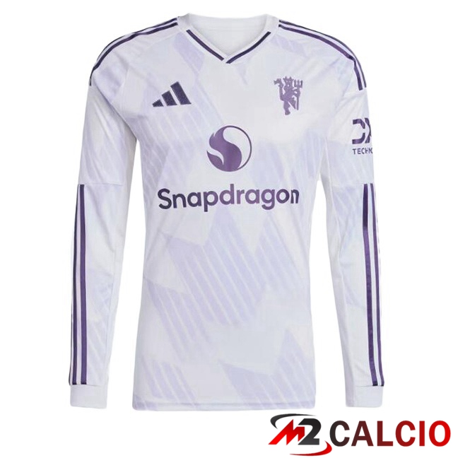 Maglie Calcio Manchester United Seconda Manica Lunga Bianco 2025/2026