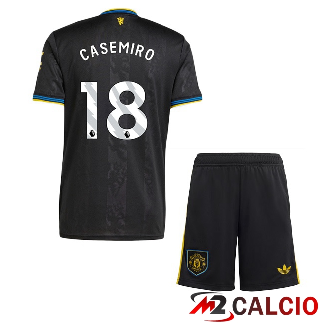Maglie Calcio Manchester United (CASEMIRO 18) Bambino Terza Nero 2025/2026