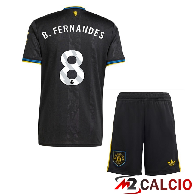 Maglie Calcio Manchester United (B. FERNANDES 8) Bambino Terza Nero 2025/2026