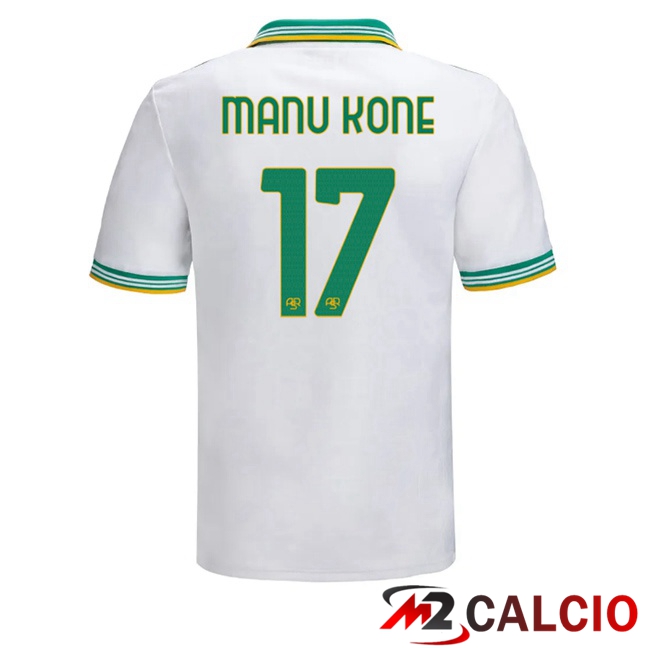 Maglie Calcio AS Roma (MANU KONE 17) Terza Bianco 2025/2026  Maglie Calcio AS Roma (MANU KONE 17) Terza Bianco 2025/2026