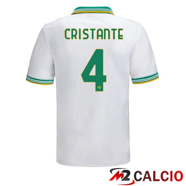 Maglie Calcio AS Roma (CRISTANTE 4) Terza Bianco 2025/2026  Maglie Calcio AS Roma (CRISTANTE 4) Terza Bianco 2025/2026