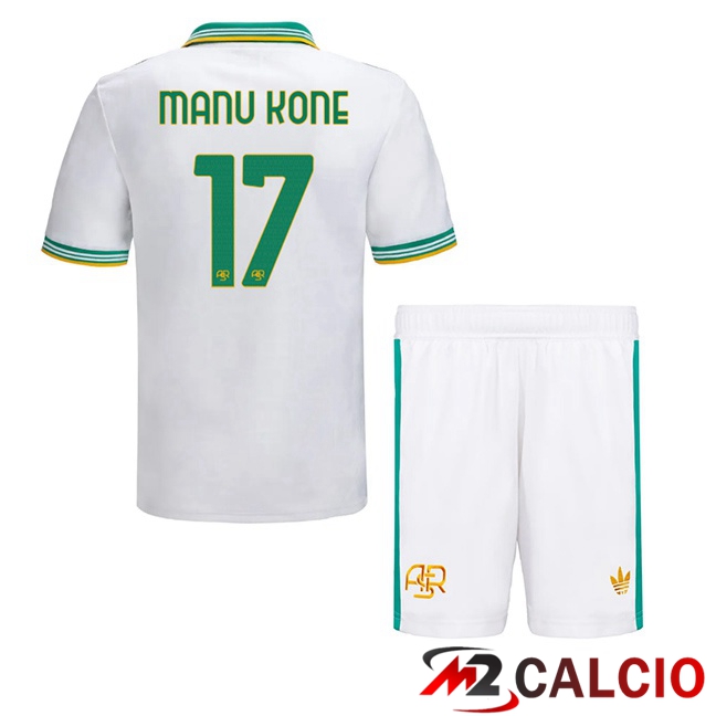 Maglie Calcio AS Roma (MANU KONE 17) Bambino Terza Bianco 2025/2026
