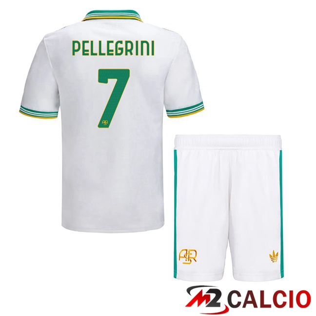 Maglie Calcio AS Roma (PELLEGRINI 7) Bambino Terza Bianco 2025/2026