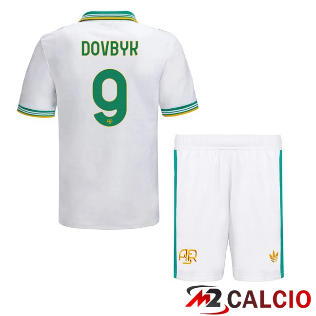 Maglie Calcio AS Roma (DOVBYK 9) Bambino Terza Bianco 2025/2026