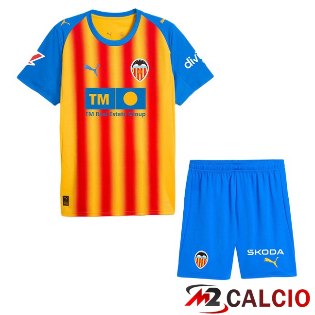 Maglie Calcio Valencia CF Bambino Terza Giallo Rosso 2025/2026