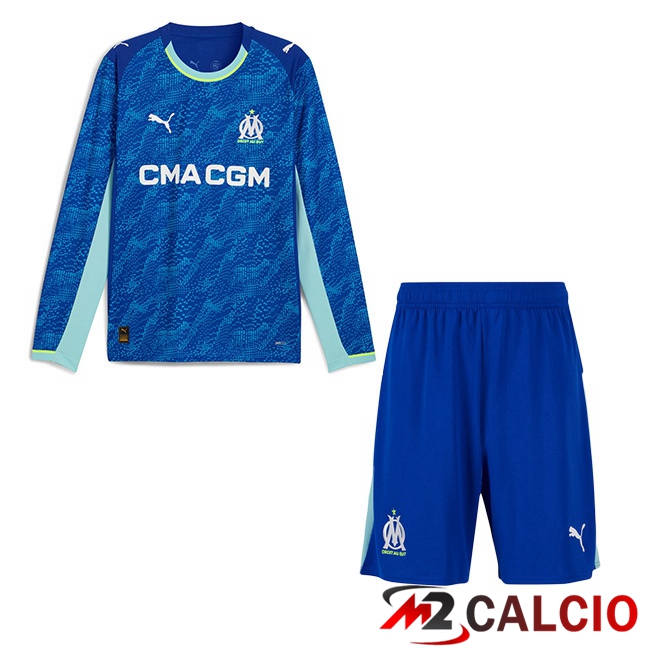Maglie Calcio Marsiglia OM Bambino Terza Manica Lunga Blu 2025/2026