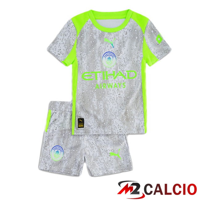 Maglie Calcio Manchester City Bambino Terza Grigio Verde 2025/2026