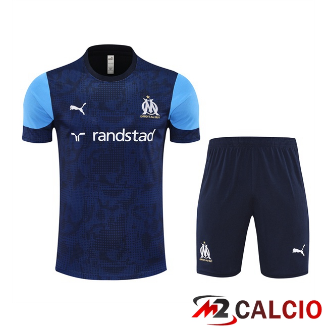 Insieme T Shirt Allenamento Marsiglia OM + Pantaloncini Blu Reale 2025/2026