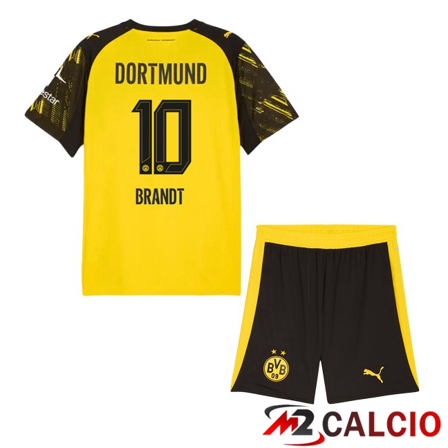 Maglie Calcio Dortmund BVB (Brandt 10) Bambino Prima Giallo 2025/2026